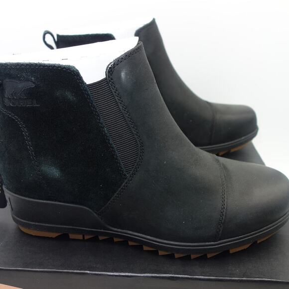 NEW SOREL Evie Pull On Black Brown Ankle Boots Booties Women's Size 8.5 - Picture 1 of 7
